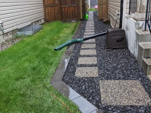 New Look Landscapes Calgary Projects: Side Walkway Front Yard to Backyard Stone